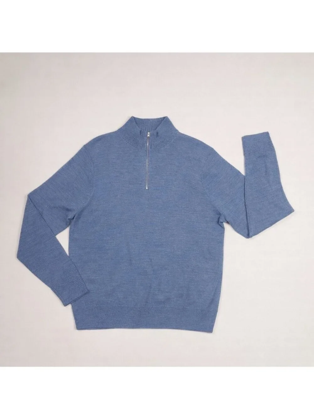 J.Crew Factory Machine-Washable Merino Blend Half-Zip Sweater Men’s Large Blue